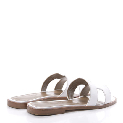Hermes Box Calfskin Oran Sandals 37 White 4 of 8