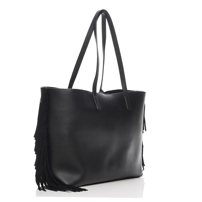 Saint Laurent Calfskin Large Fringe Shopping Tote Black 3 of 9