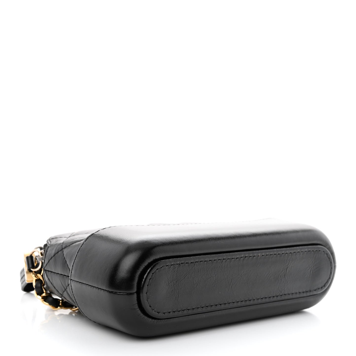 Aged Calfskin Quilted Small Gabrielle Clutch With Chain Black