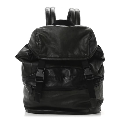 Saint Laurent Calfskin Logo Debossed Backpack Black 1 of 9