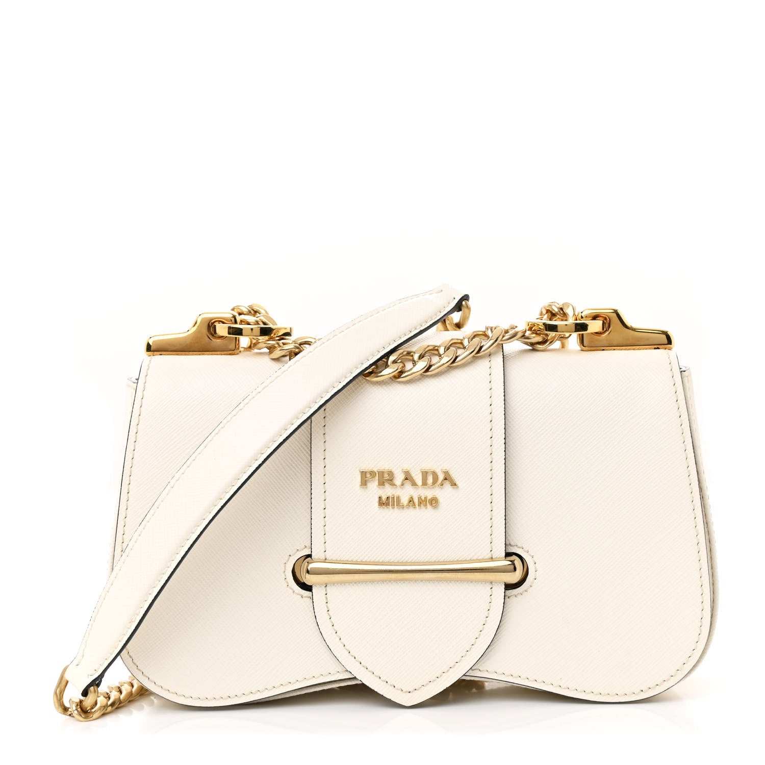 Prada Saffiano Lux Sidonie Small Chain Crossbody Bag White 1 of 10