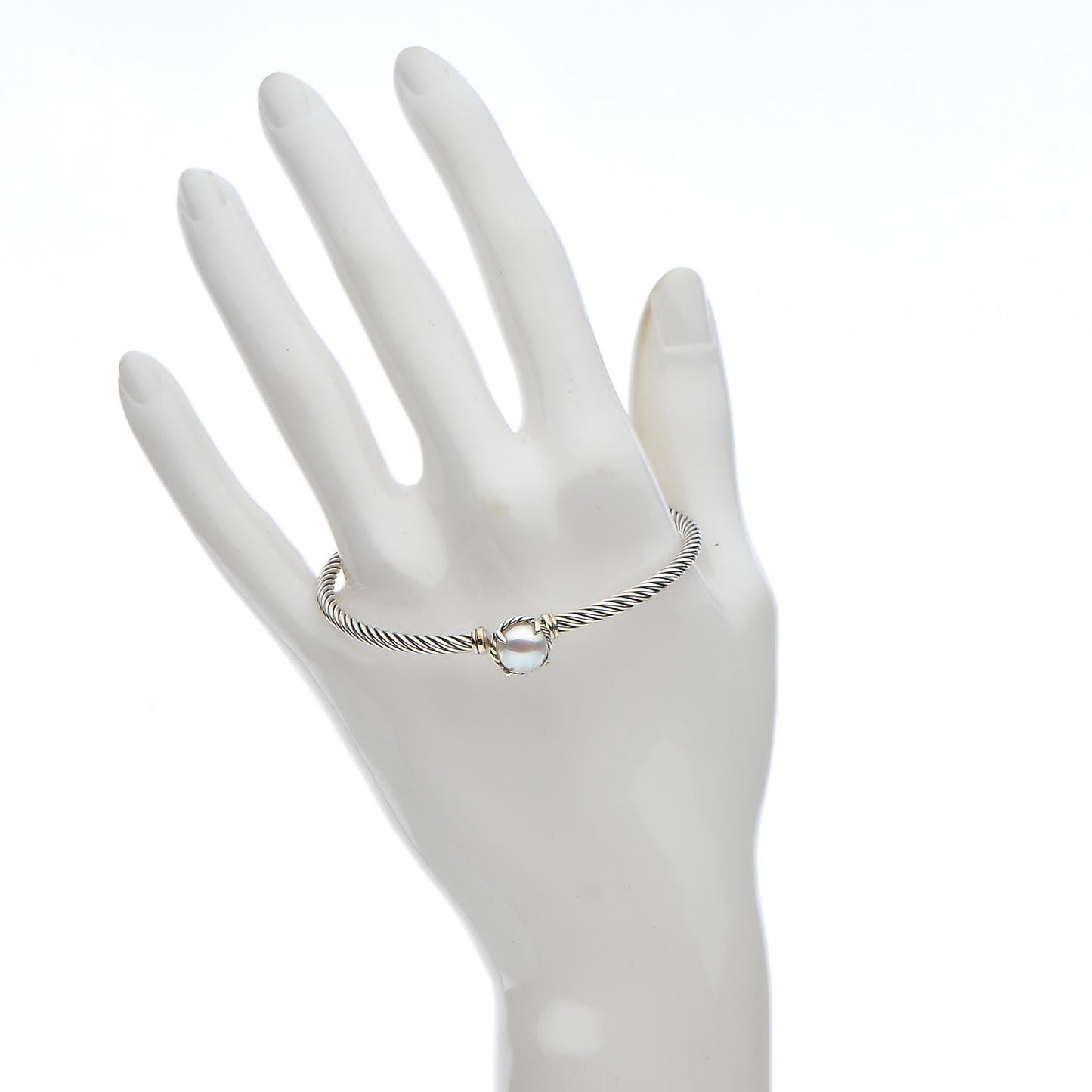 Sterling Silver Pearl 3mm Chatelaine Bracelet