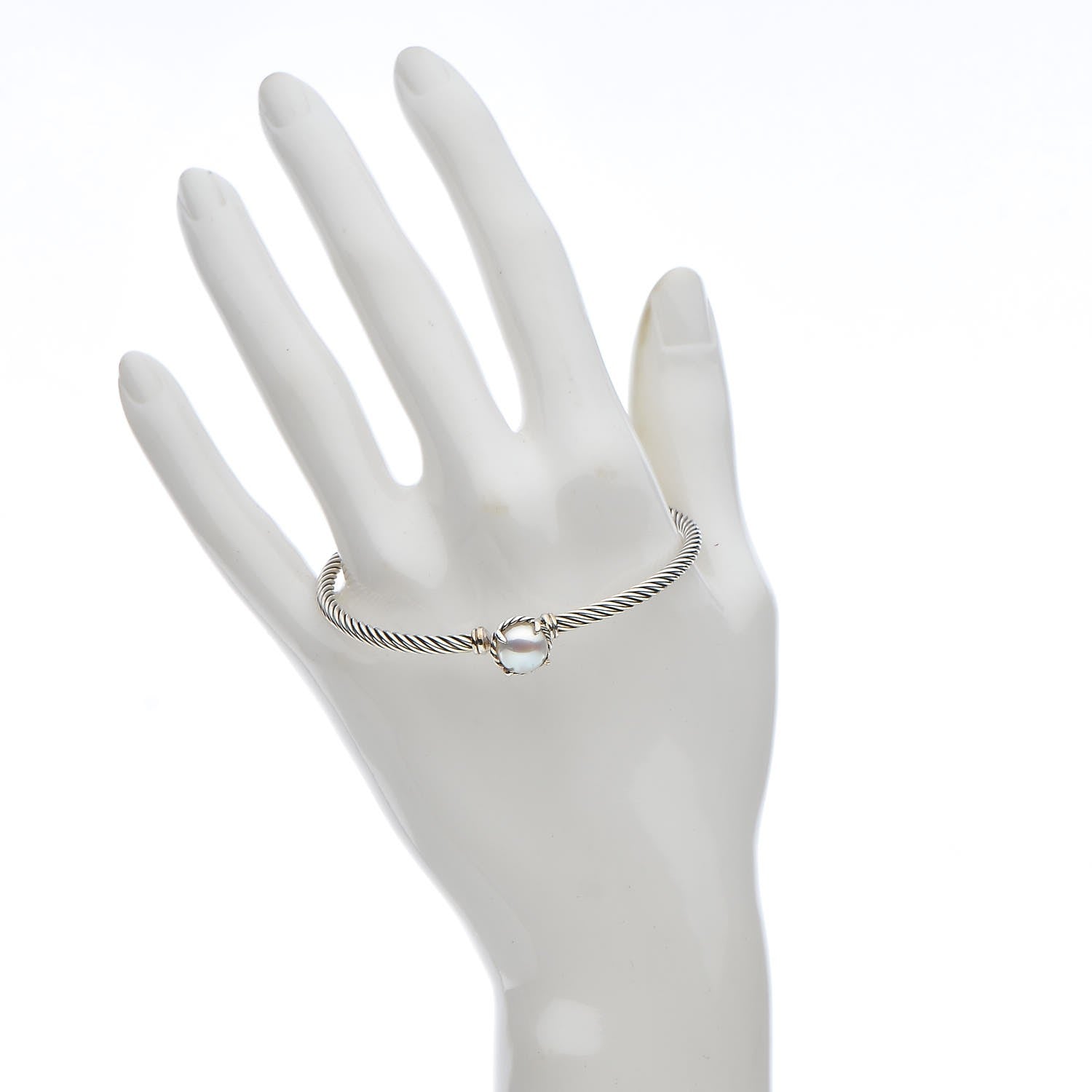 David Yurman Sterling Silver Pearl 3mm Chatelaine Bracelet 2 of 4