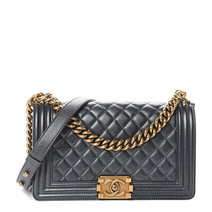 Chanel Metallic Calfskin Quilted Medium Boy Flap Grey 1 of 9