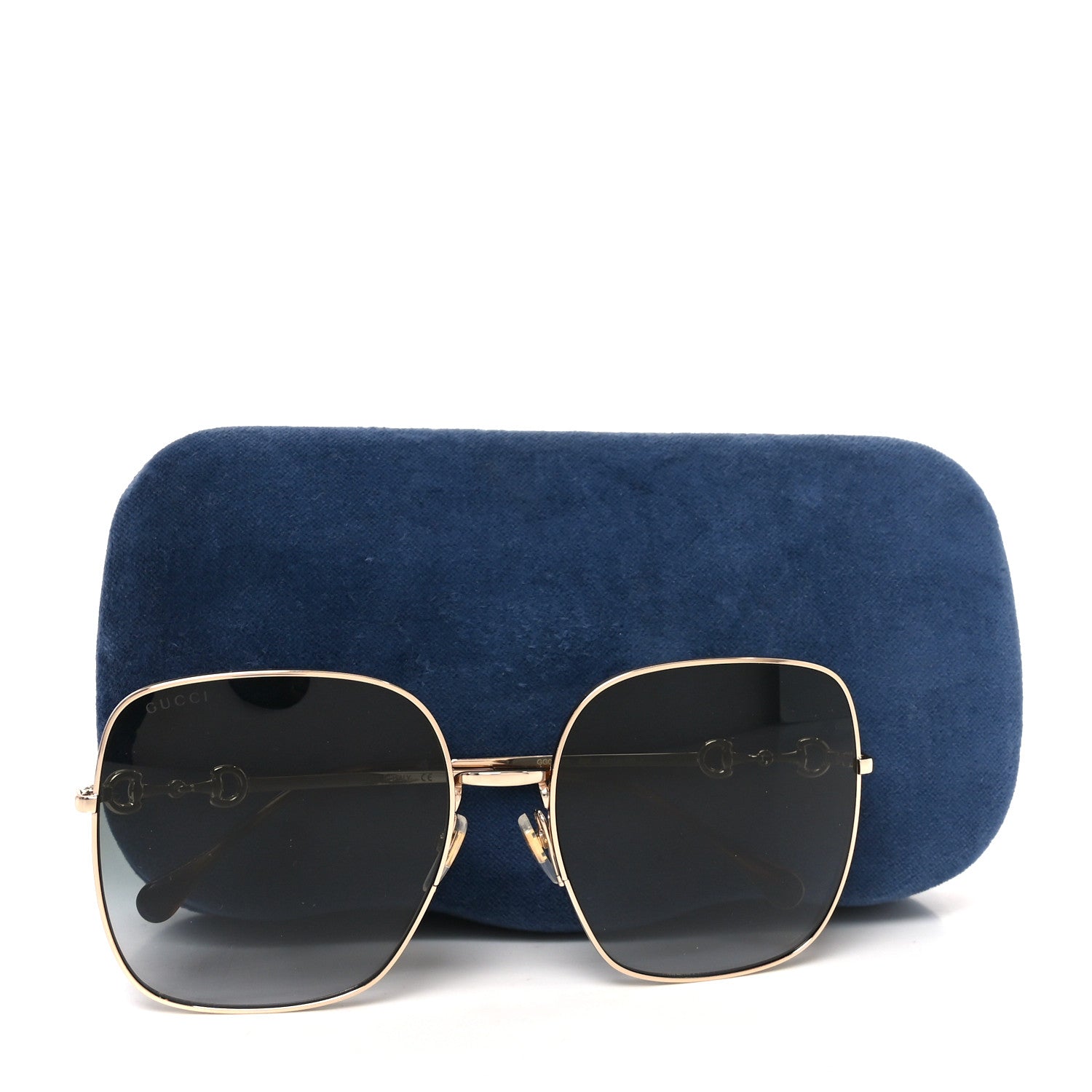 小物 GUCCI sunglasses GG Horsebit gold Horsebit rectangular sunglasses in gold - Gucci | Mytheresa