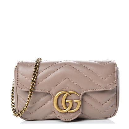Gucci Calfskin Matelasse Super Mini GG Marmont Shoulder Bag Porcelain Rose 1 of 10