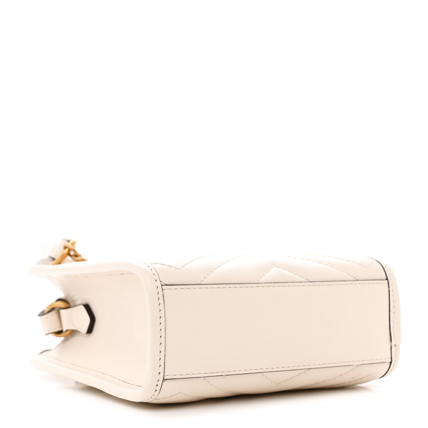 Calfskin Matelasse Chevron Mini GG Marmont Tote Mystic White