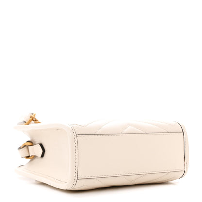 Gucci Calfskin Matelasse Chevron Mini GG Marmont Tote Mystic White 4 of 15