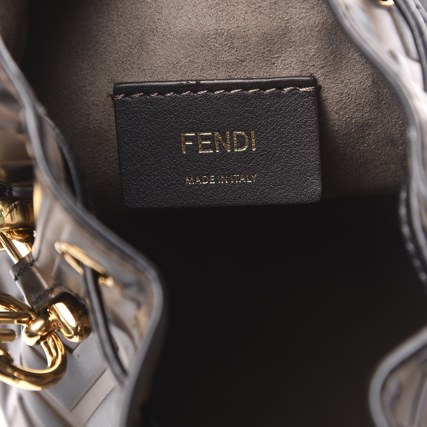 Vitello Liberty F is Fendi Bi-Color FF 1974 Embossed Mini Mon Tresor Bucket Bag Maya Black