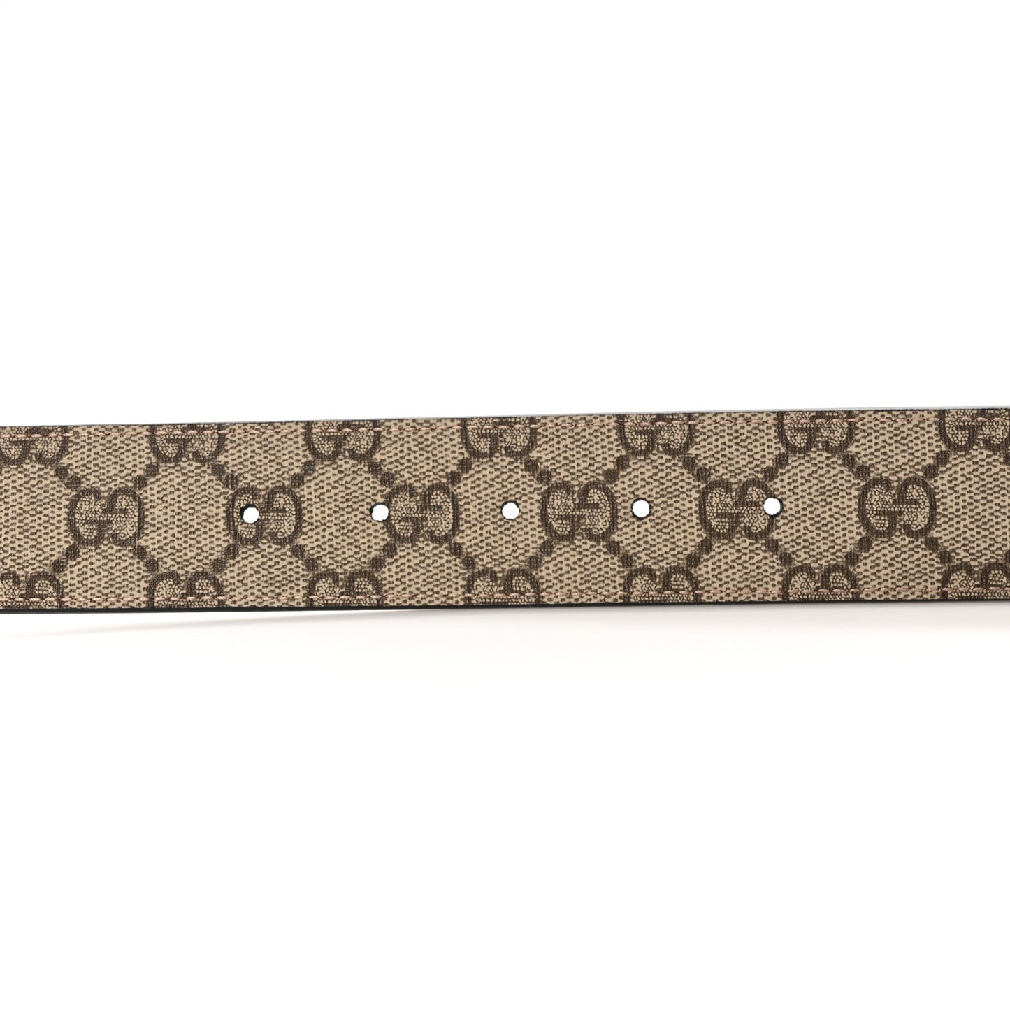 GG Supreme Monogram Plutone Calfskin Palladium Double G Reversible 37mm Belt 90 36 Beige Ebony Black
