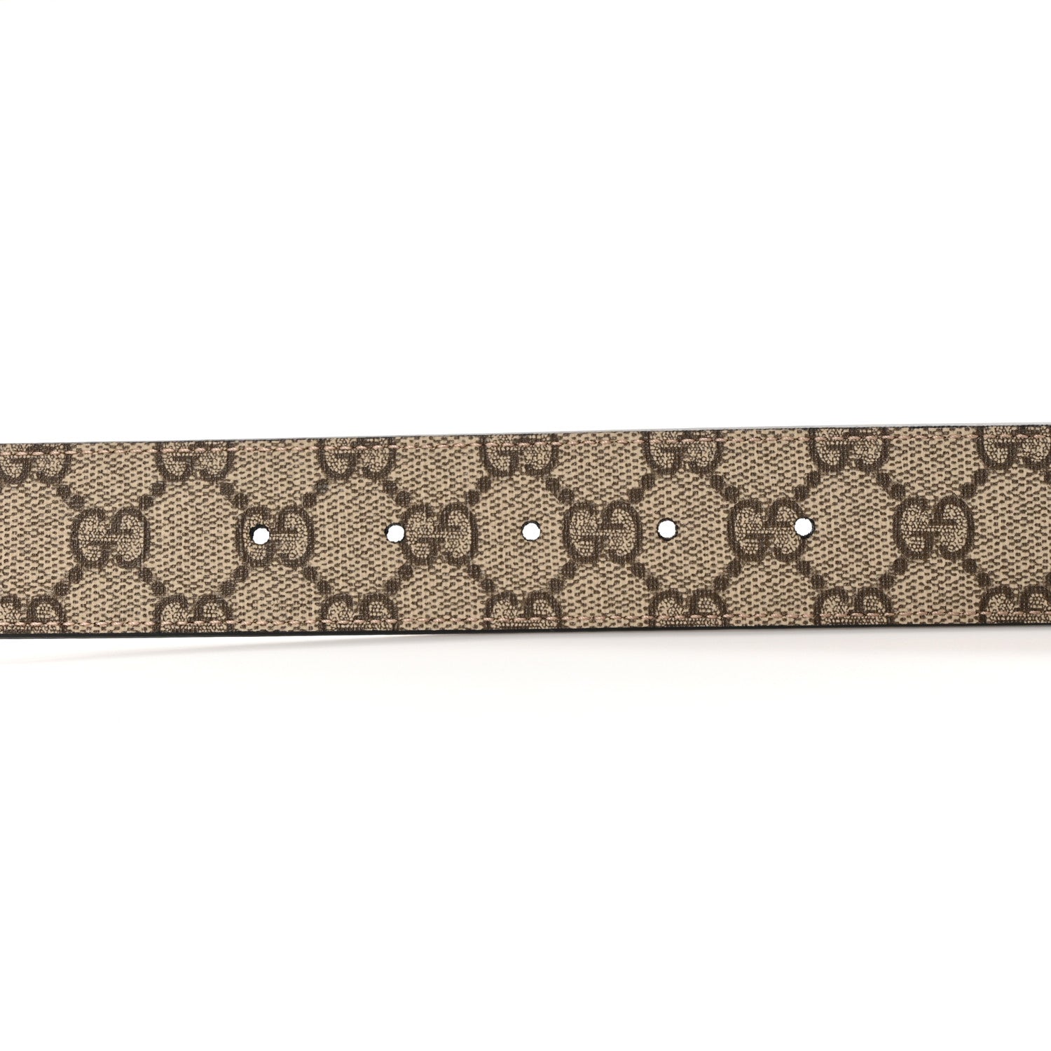 Gucci GG Supreme Monogram Plutone Calfskin Palladium Double G Reversible 37mm Belt 90 36 Beige Ebony Black 4 of 6