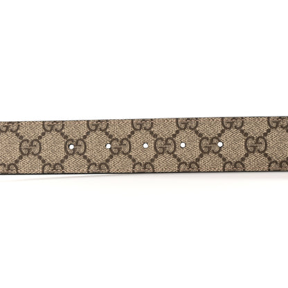 Gucci GG Supreme Monogram Plutone Calfskin Palladium Double G Reversible 37mm Belt 90 36 Beige Ebony Black 4 of 6