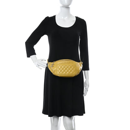 Chanel Crumpled Glazed Lambskin Quilted Waist Bag Fanny Pack Yellow 2 of 12