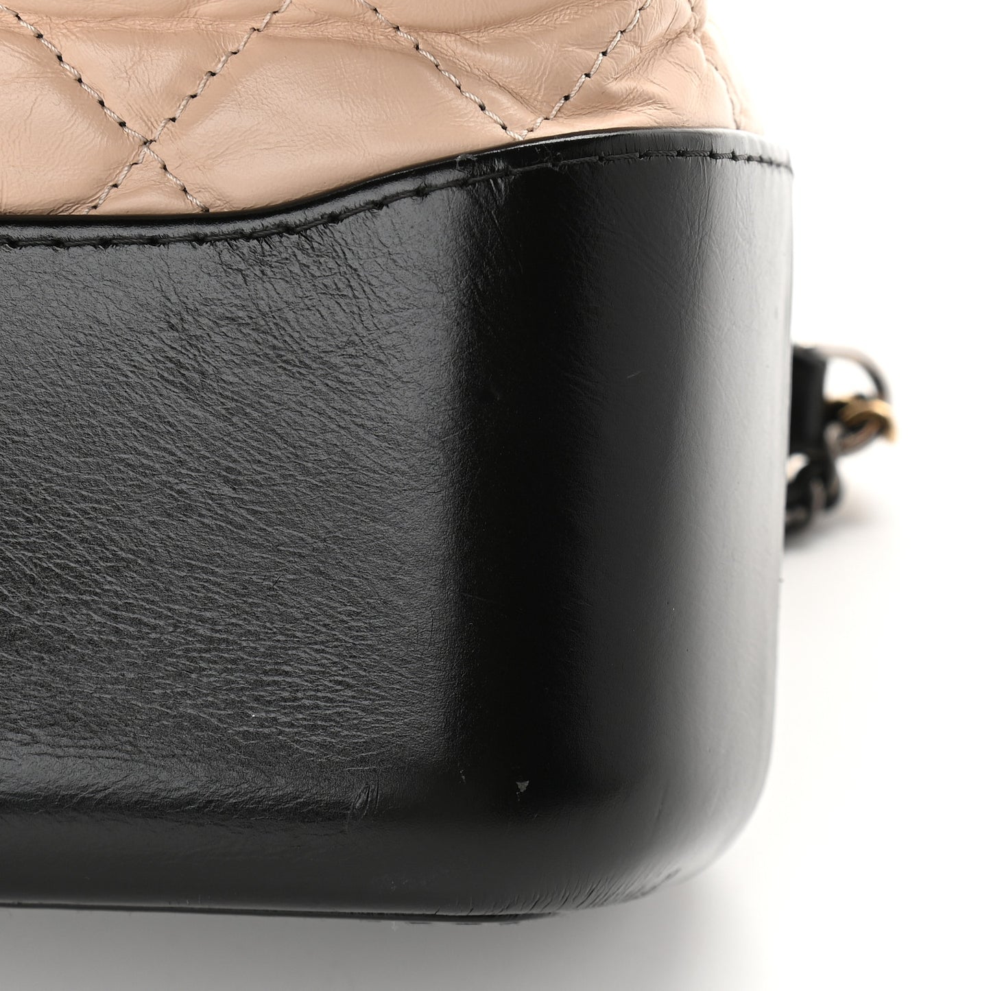 Aged Calfskin Quilted Medium Gabrielle Hobo Beige Black
