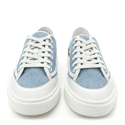 Hermes Denim Calfskin Mens Get Sneakers 41 Bleu Clair White 2 of 10