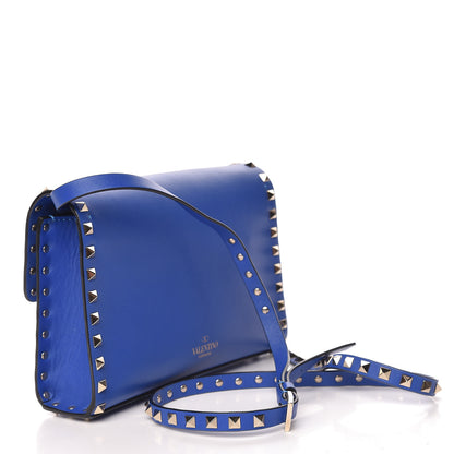 Valentino Garavani Vitello Medium Rockstud Flip Lock Crossbody Bag Acid Blue 3 of 13