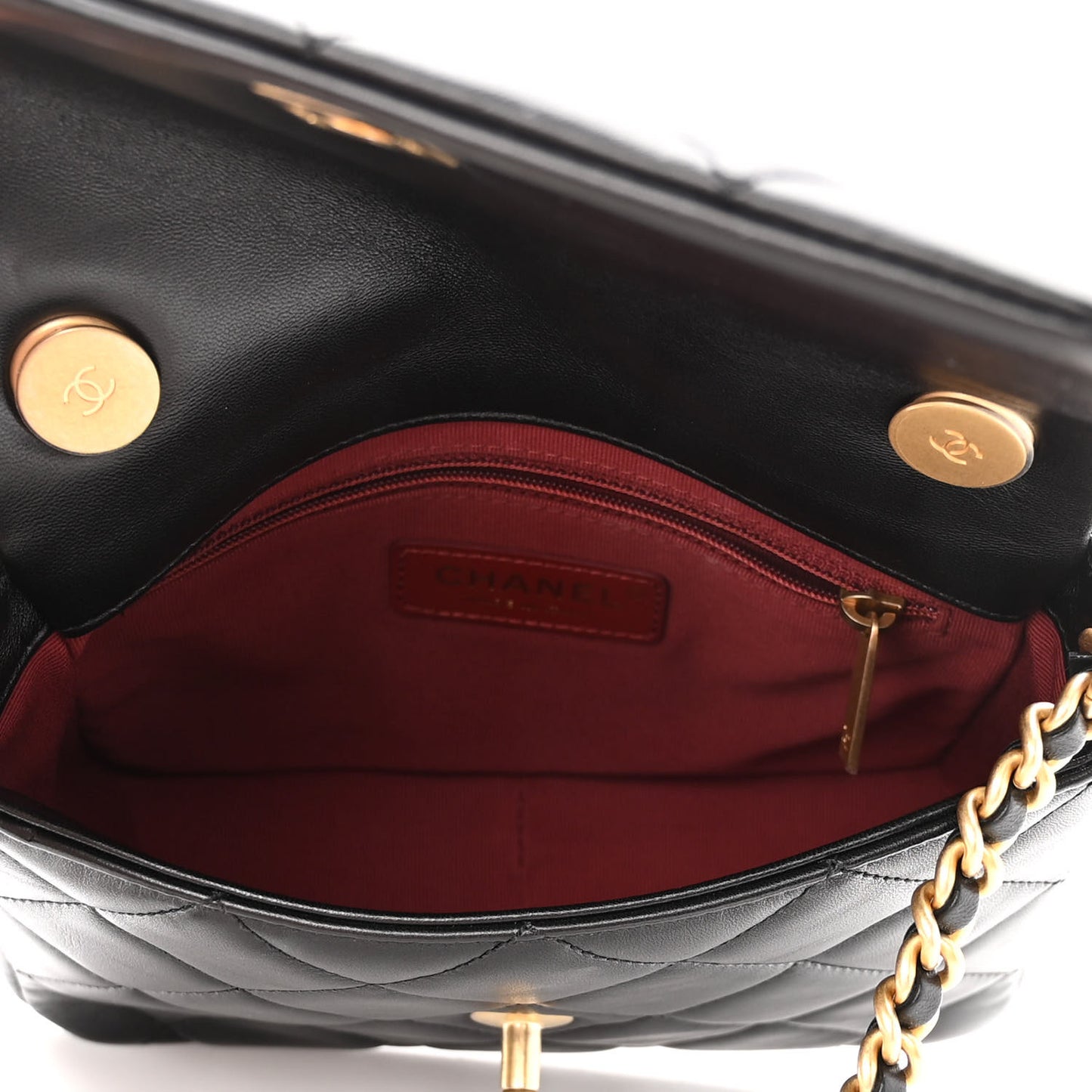 Lambskin Quilted Small Side Note Flap Black