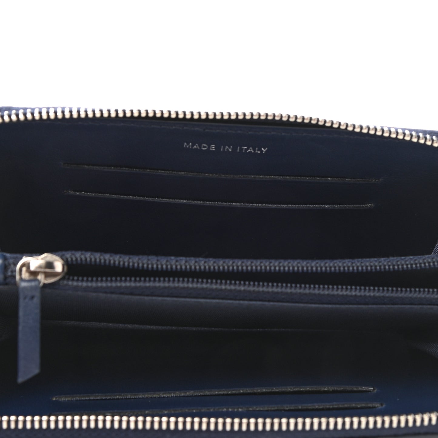 Lambskin Camellia Embossed Medium Zip Around Wallet Navy