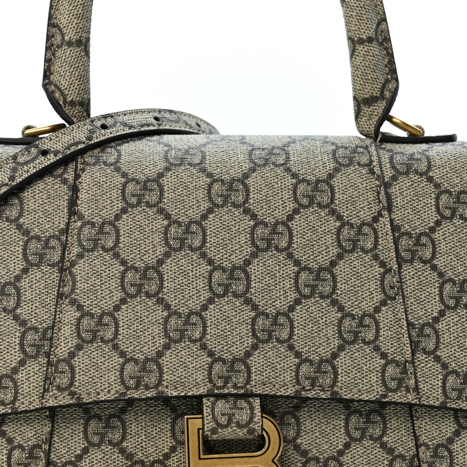 Balenciaga X GUCCI GG Supreme Monogram Small Hourglass Top Handle Bag Beige Ebony 8 of 11