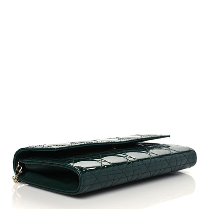 Christian Dior Patent Cannage Rendez-vous Chain Wallet Dark Green 4 of 10