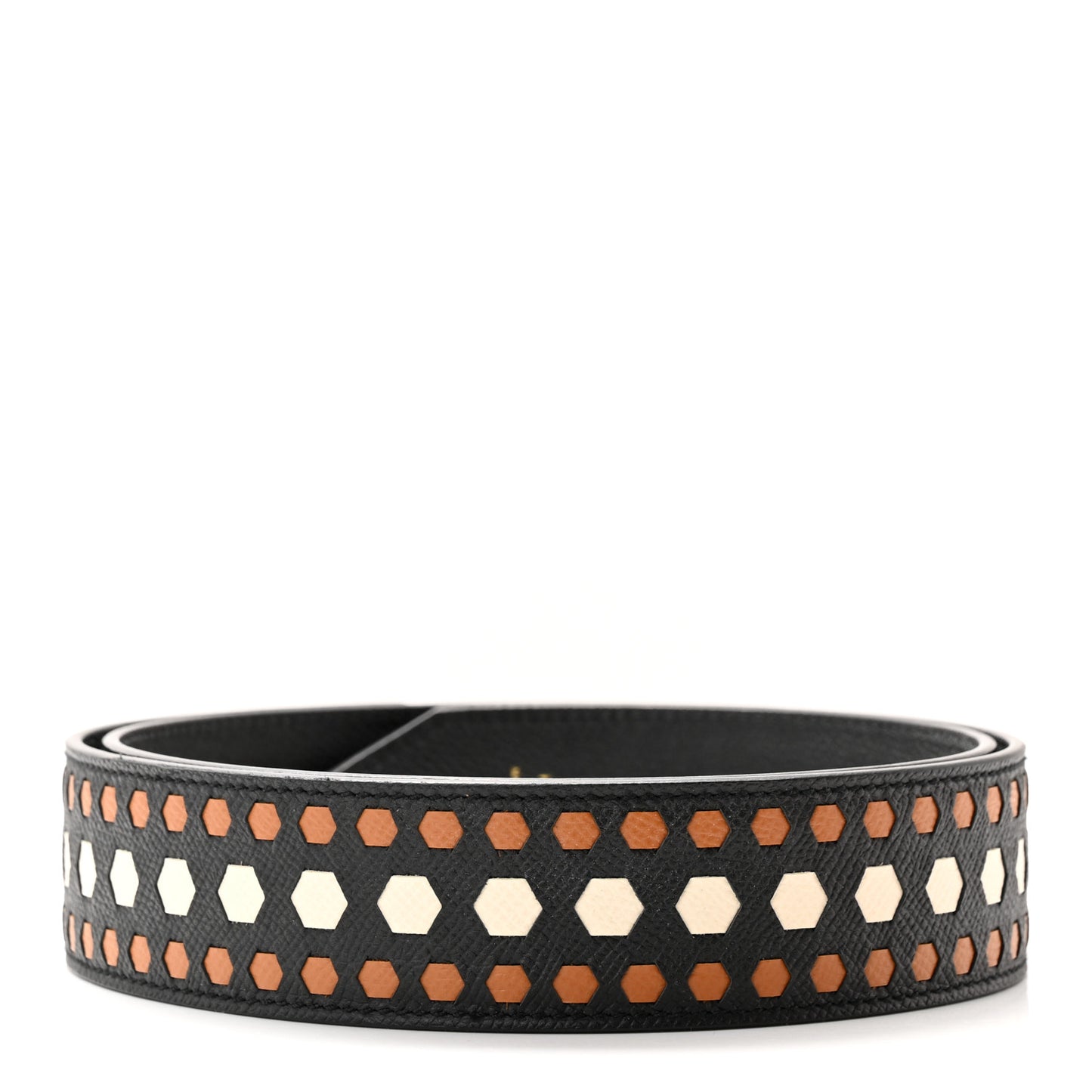 Epsom 40mm Hexagone Tressage Shoulder Strap Black Craie Gold