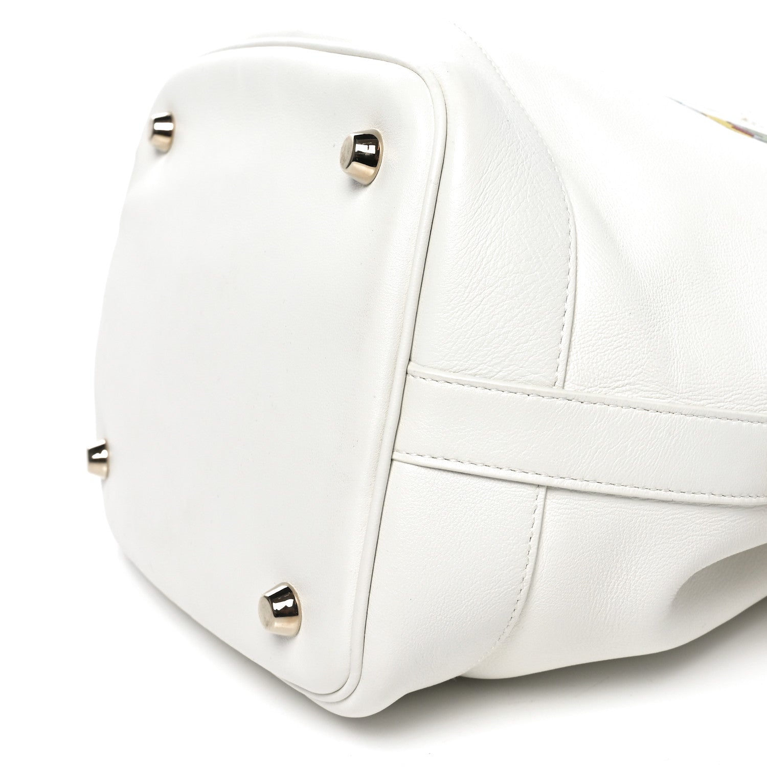 Christian Dior Calfskin Snakeskin Paradise Bubble Bucket Bag White Multicolor 9 of 9