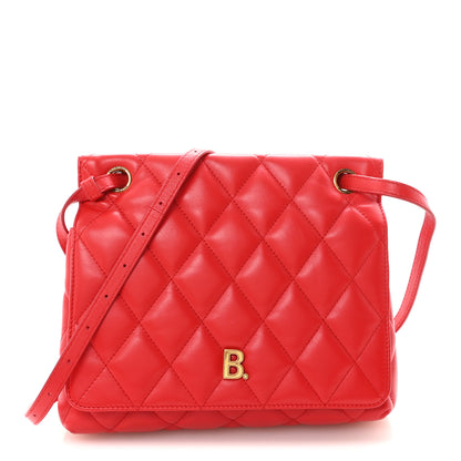 Balenciaga Nappa Calfskin Quilted Medium Touch B Shoulder Bag Bright Red 1 of 9