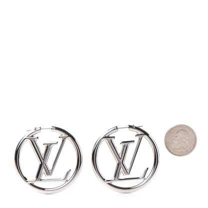 Louis Vuitton Palladium Louise Hoop Earrings Silver 2 of 5