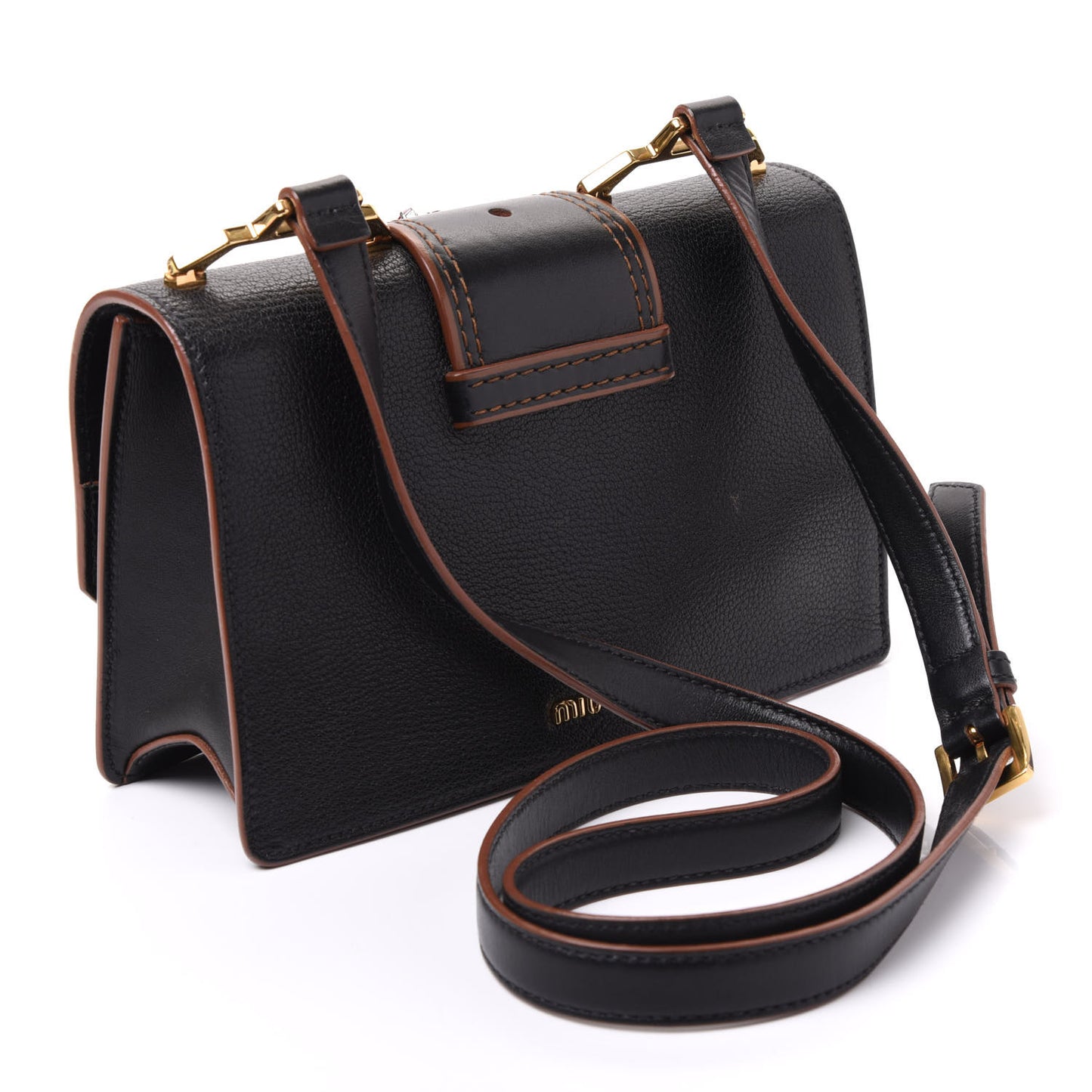 Goatskin Madras Soft Calf Crystal Embellished Shoulder Bag Black