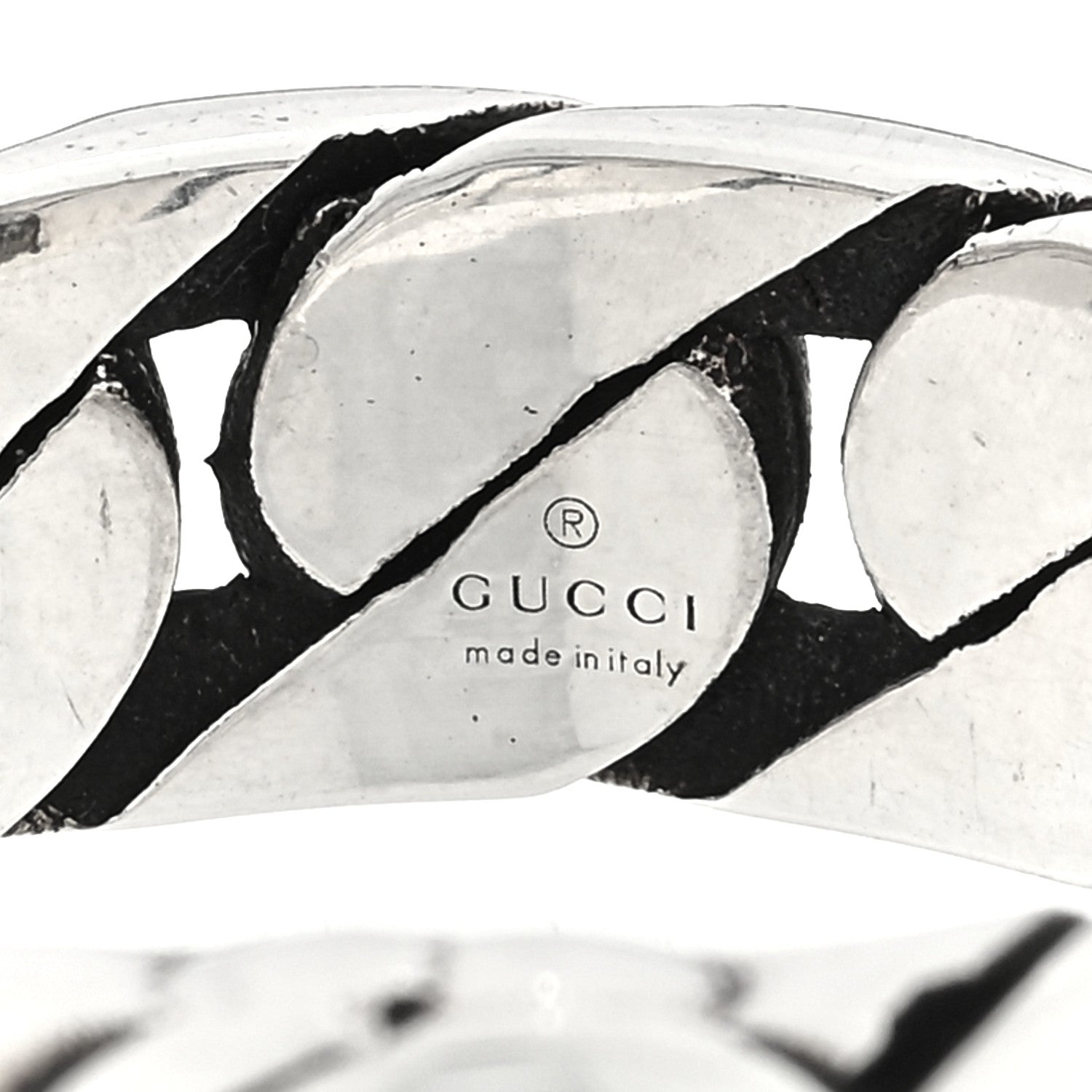 Gucci Sterling Silver Interlocking G Chainlink Wide Band Ring 62 10 4 of 4