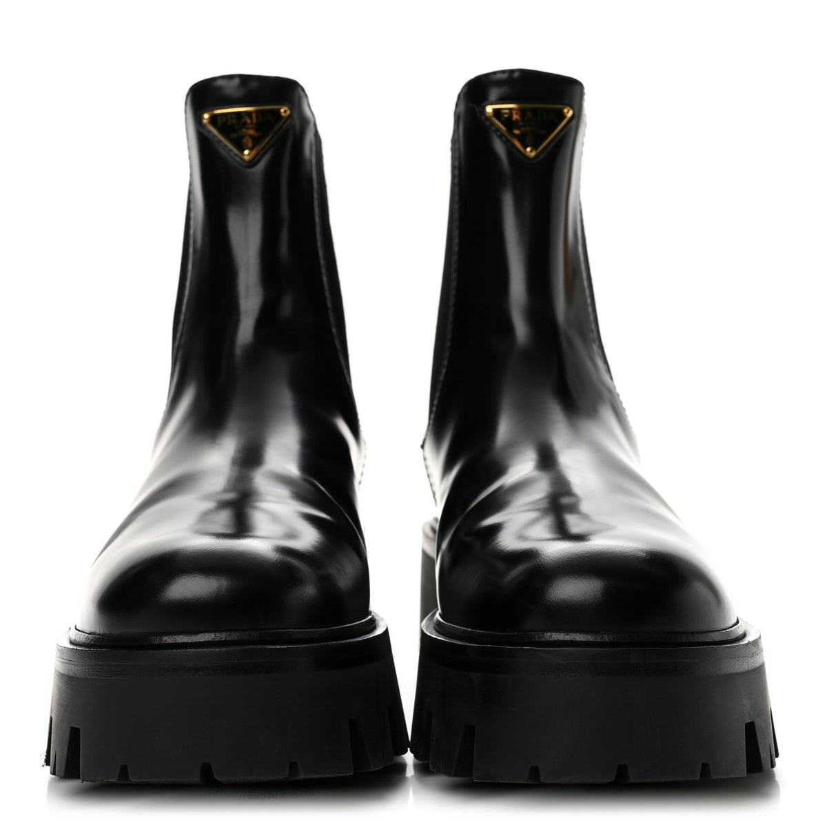 Prada Brushed Calfskin Stride Triangle Booties 36.5 Black 3 of 8