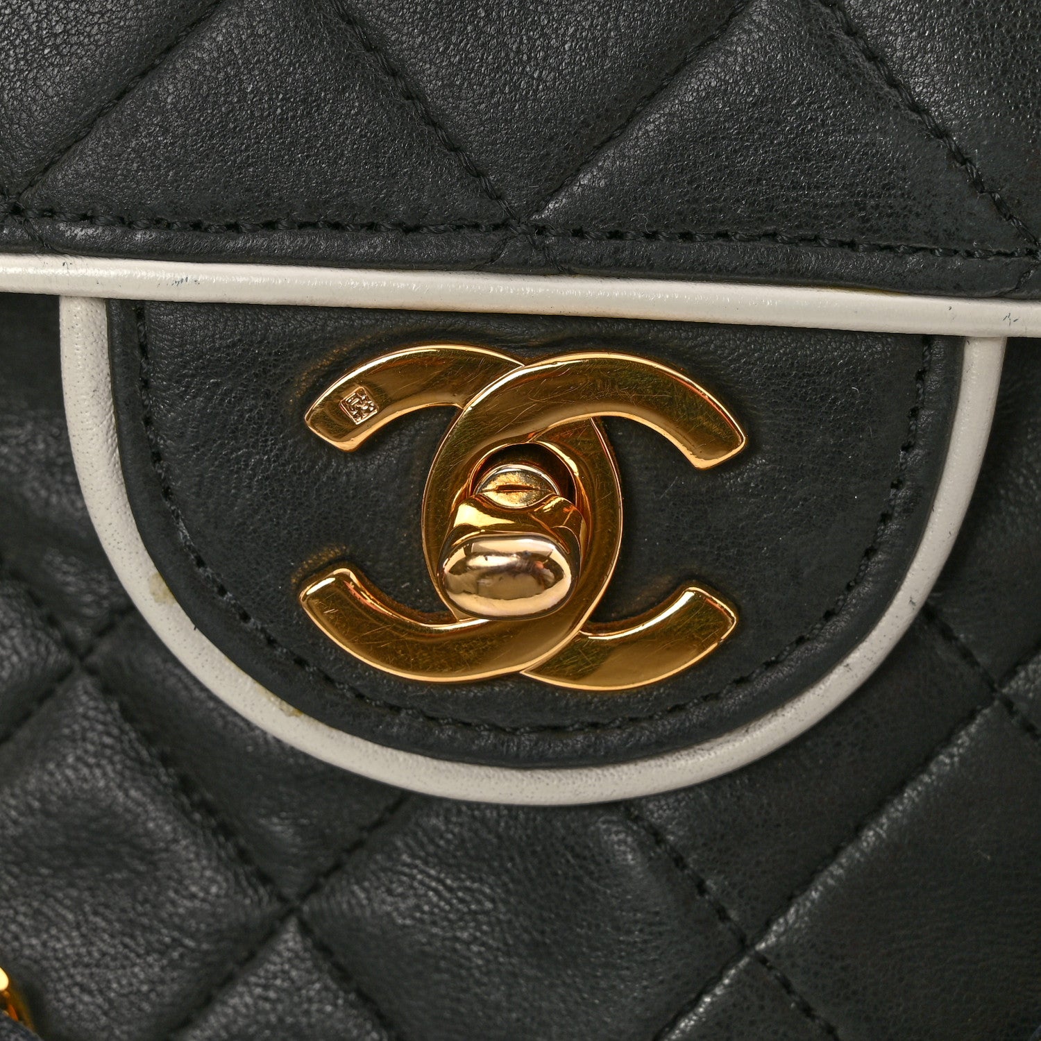Chanel Lambskin Quilted Single Flap Black White 15 of 15