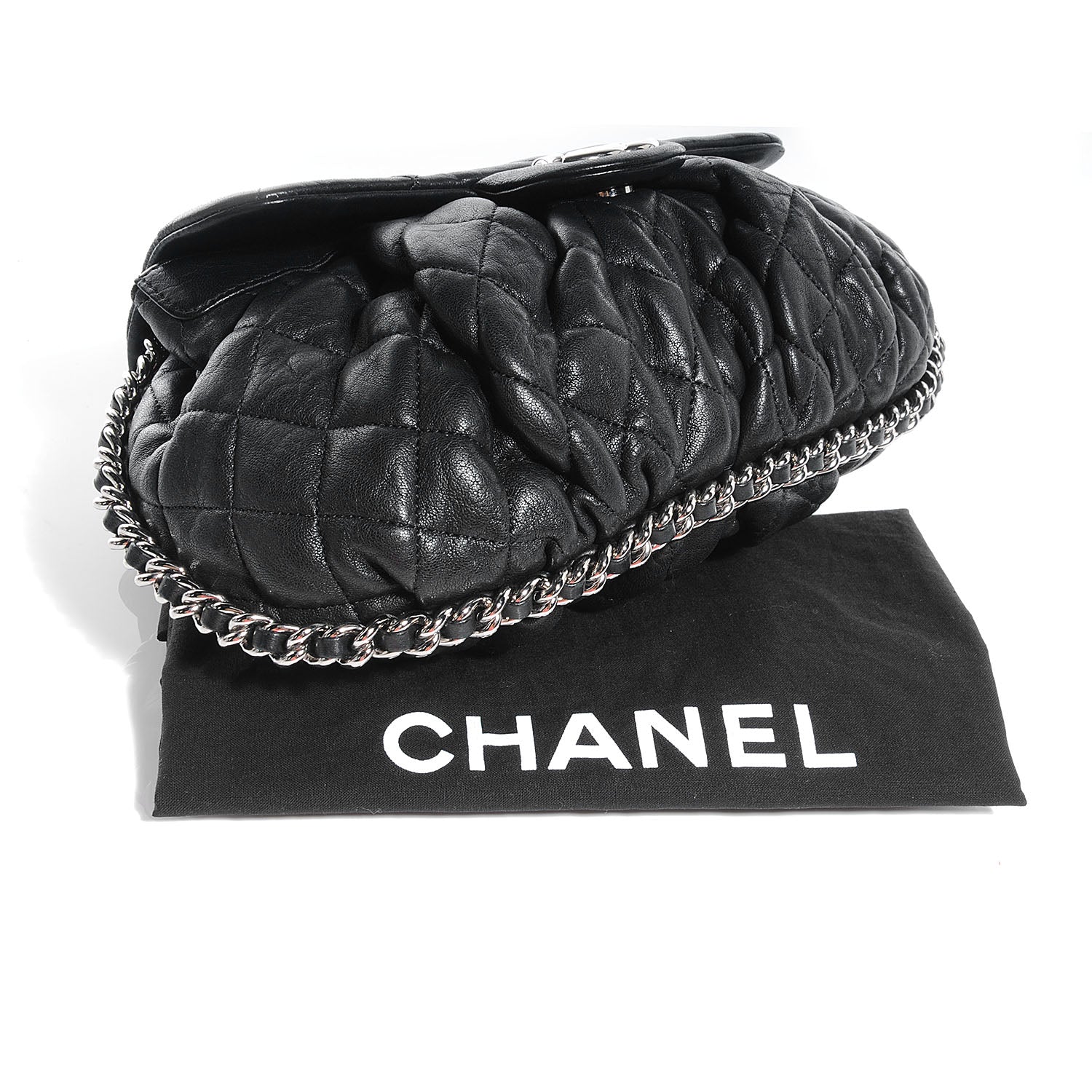 Chanel Washed Lambskin Chain Around Medium Messenger Black 4 of 7