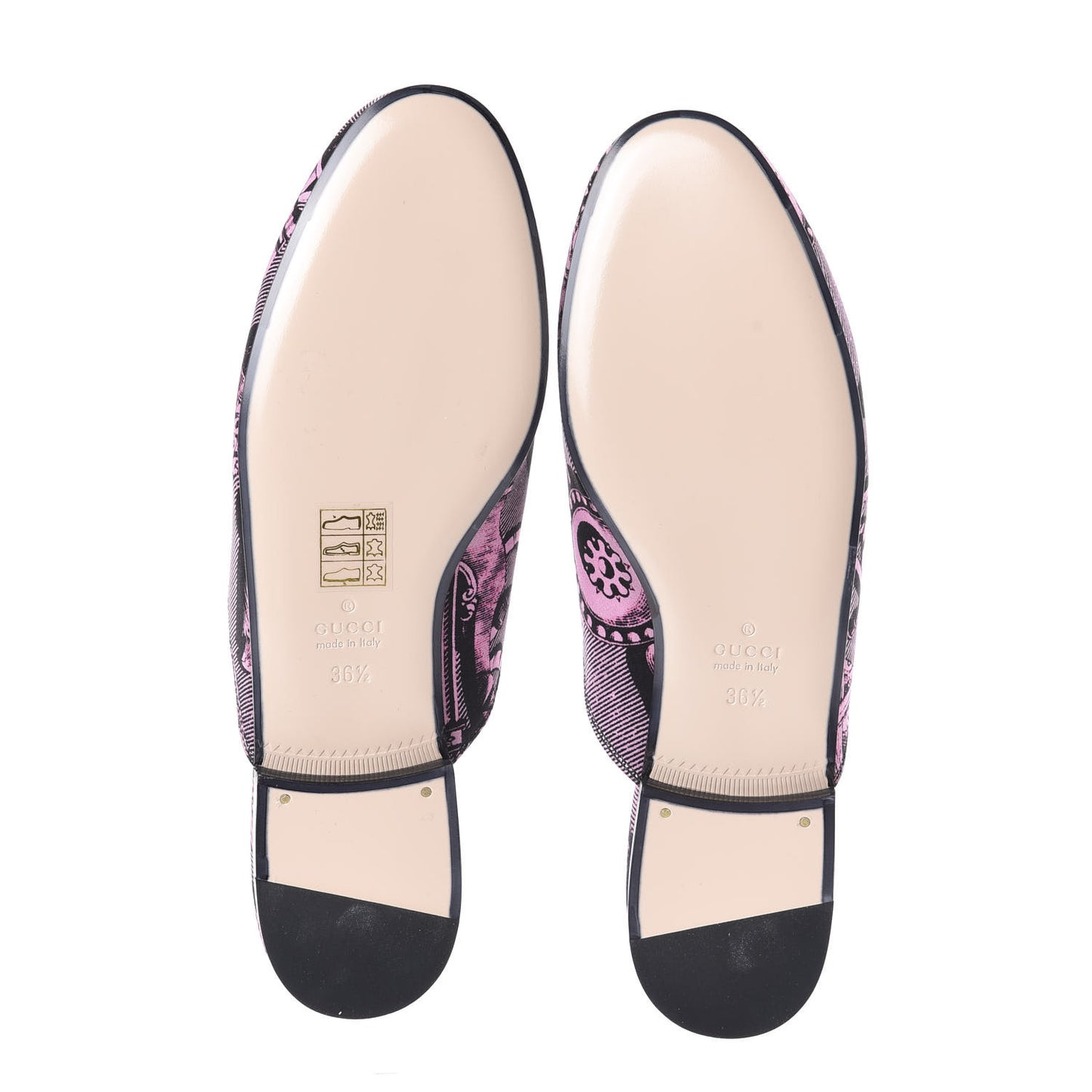 Silk Satin GG Wallpaper Saint Romain Womens Princetown Slippers 36.5 Pink Black