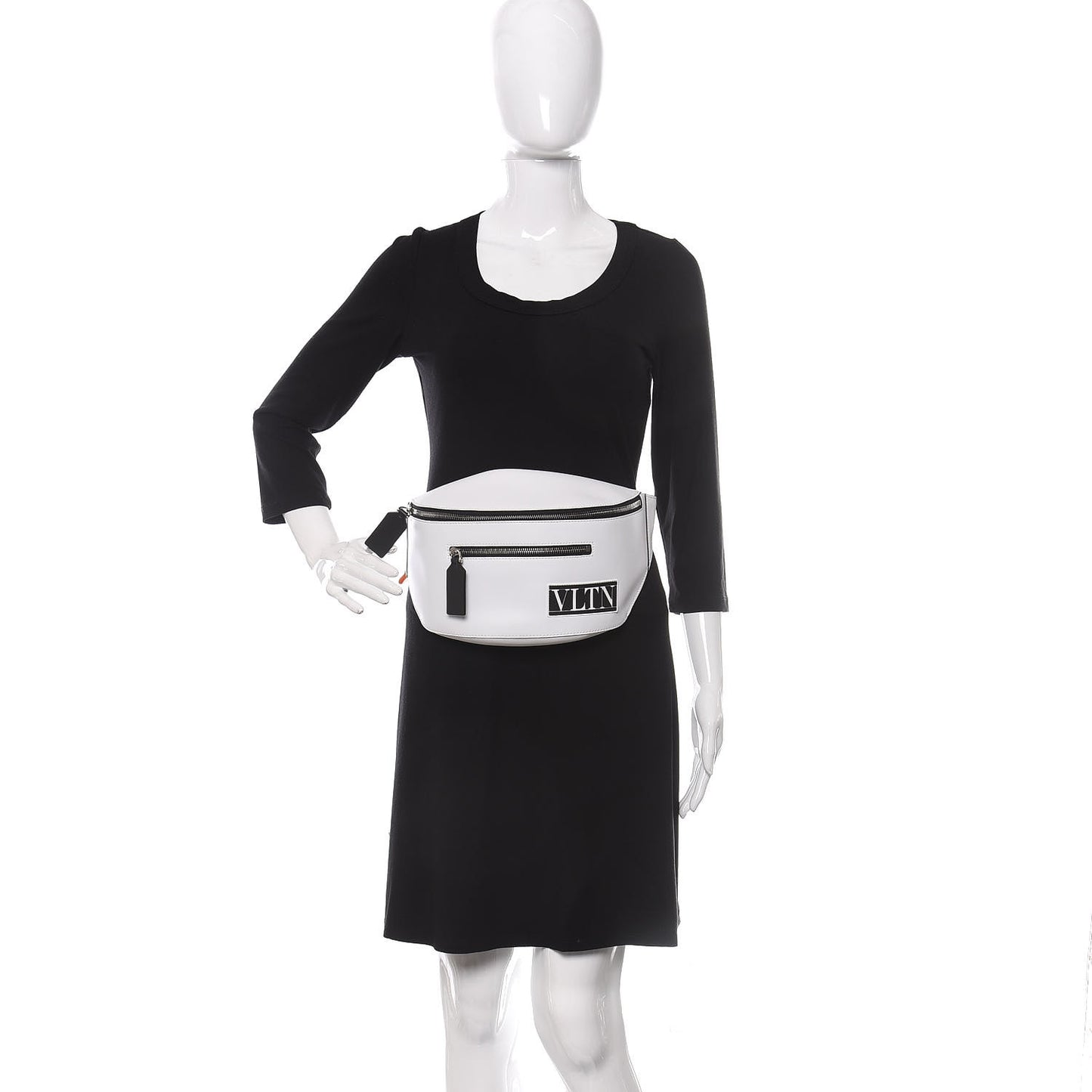 Calfskin VLTN Belt Bag White Black