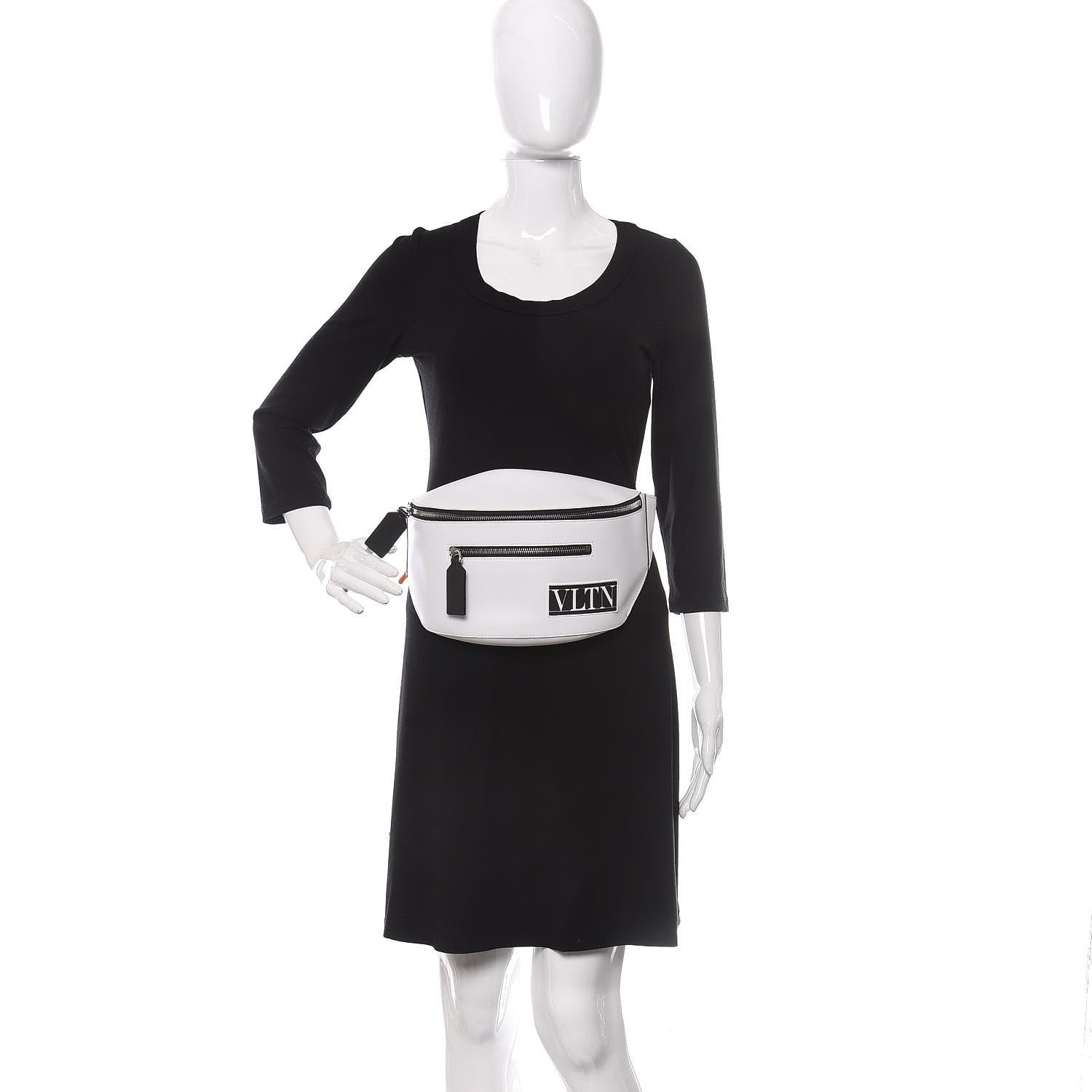 Valentino Garavani Calfskin VLTN Belt Bag White Black 2 of 9