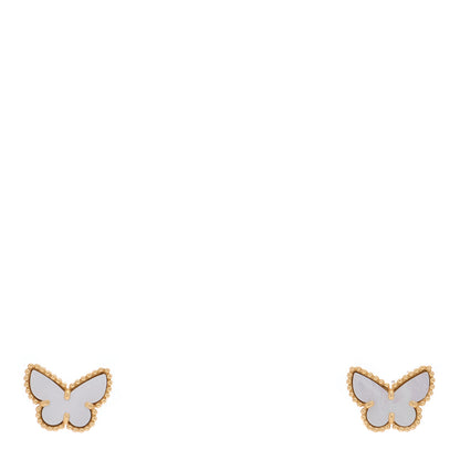 Van Cleef & Arpels 18K Yellow Gold Mother of Pearl Sweet Alhambra Butterfly Earrings 1 of 5