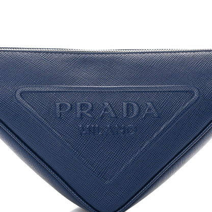 Prada Saffiano Triangle Shoulder Bag Bluette 7 of 9