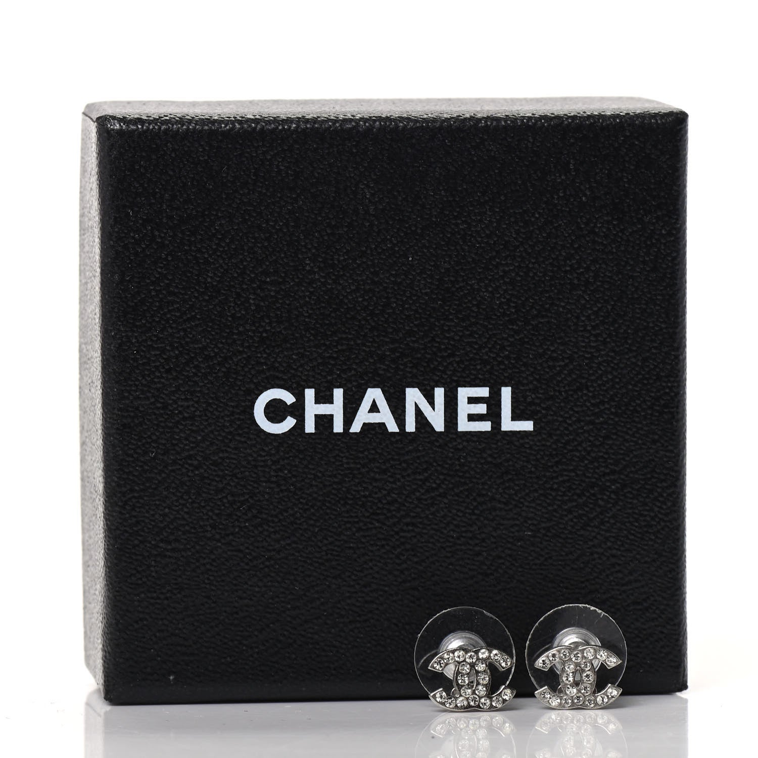 Chanel Crystal Mini Timeless CC Earrings Silver 5 of 5