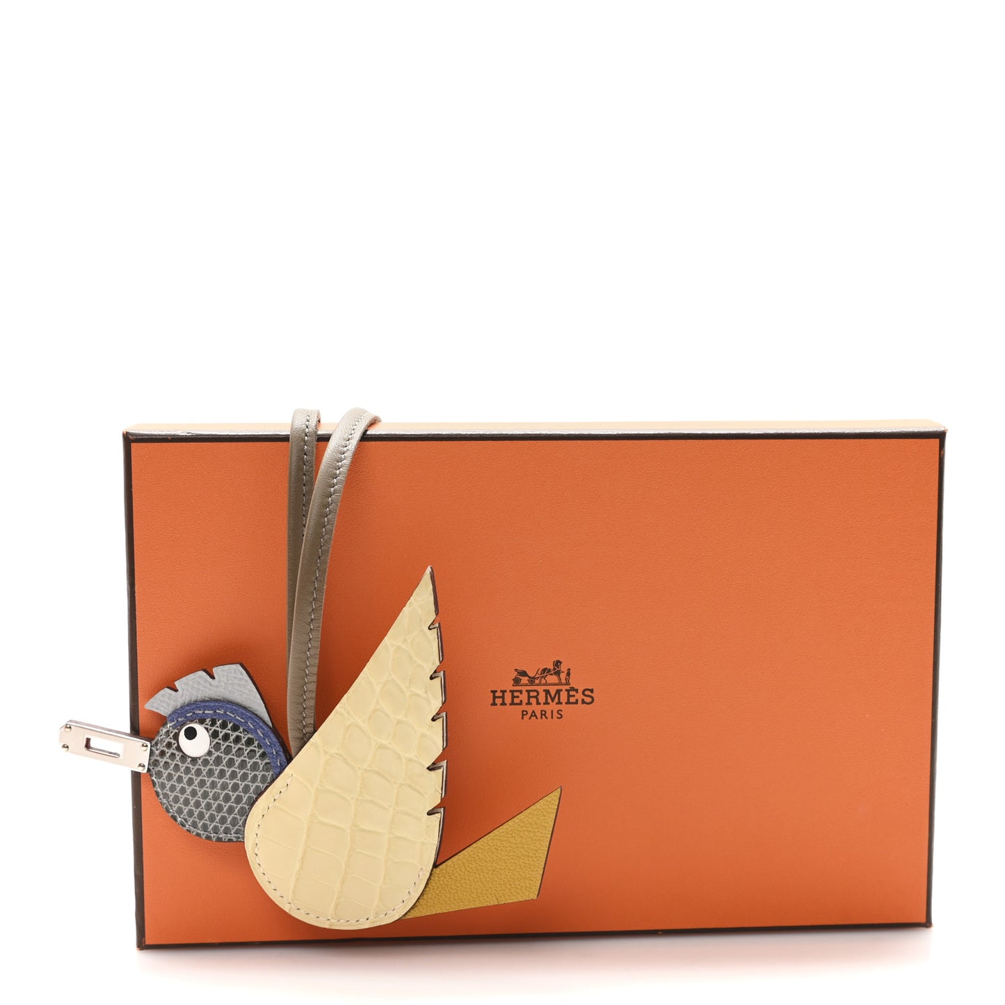 Epsom Chevre Mysore Swift Alligator Lizard Birdy Bag Charm Jaune Ambre Vanille Gris Fonce Bleu Saphir Bleu Glacier Etoupe