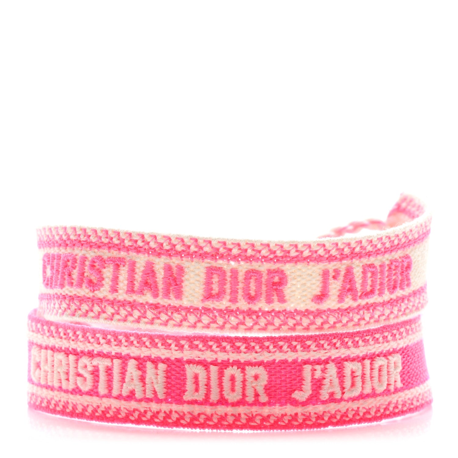 Christian Dior Woven Cotton J'Adior Friendship Bracelet Set Fluo Pink 1 of 4
