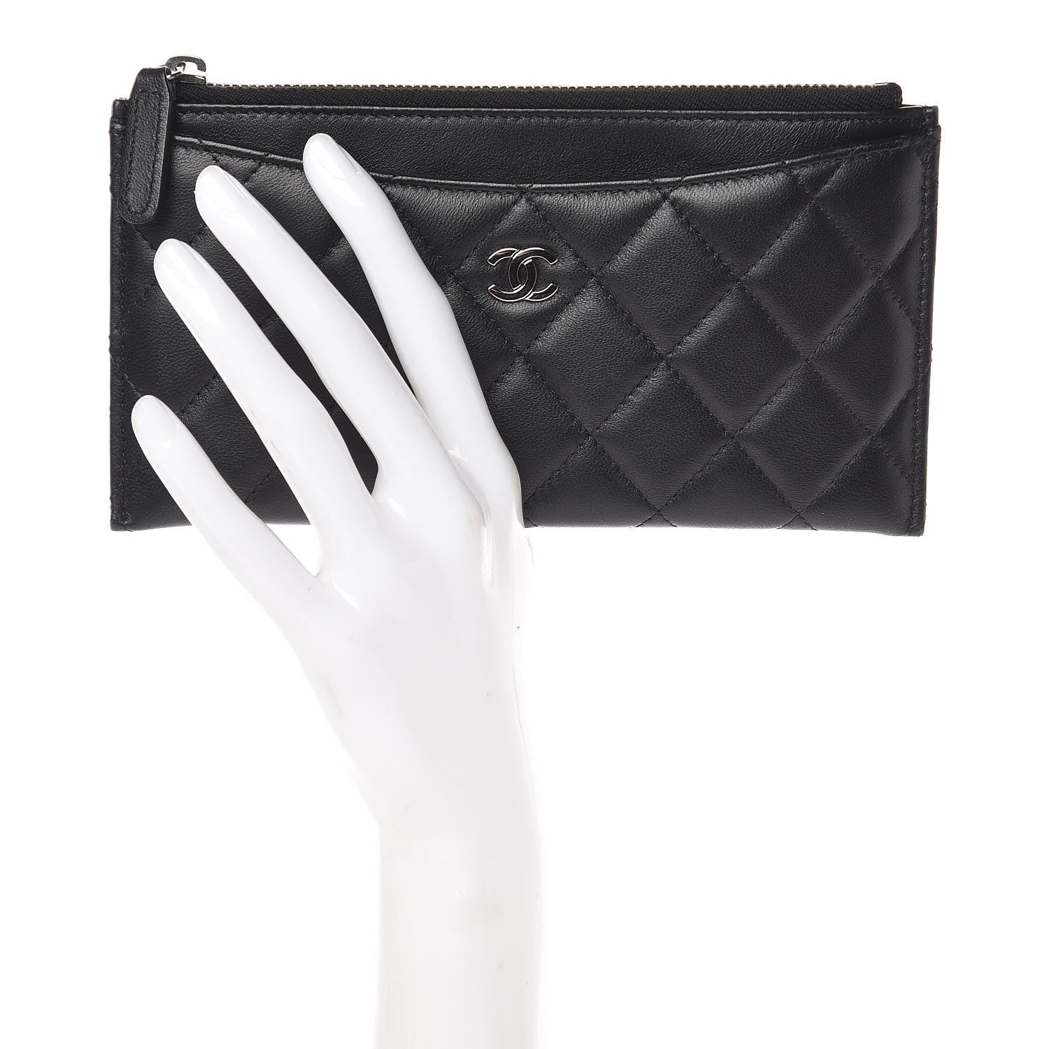 Chanel Lambskin Quilted Classic Zip Pouch Black 2 of 7