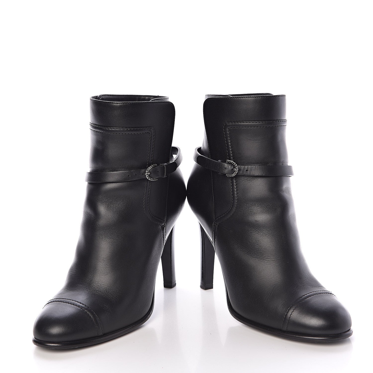 Chanel Calfskin CC Short Boots 38 Black 6 of 10