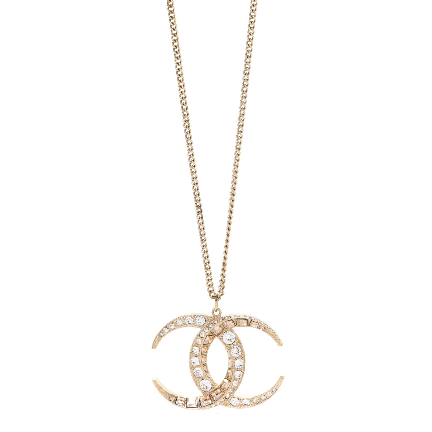 Chanel Baguette Crystal Moon CC Necklace Gold 1 of 6
