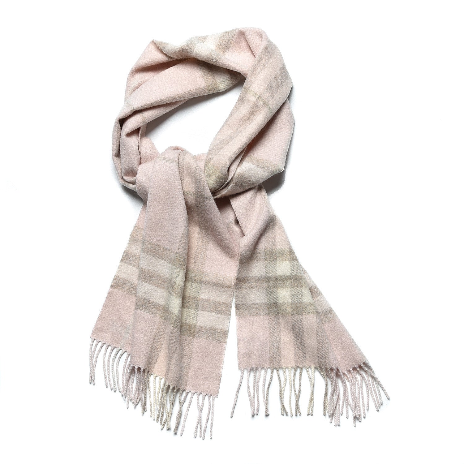 Burberry Cashmere Giant Check Fringe Scarf Pink 1 of 6