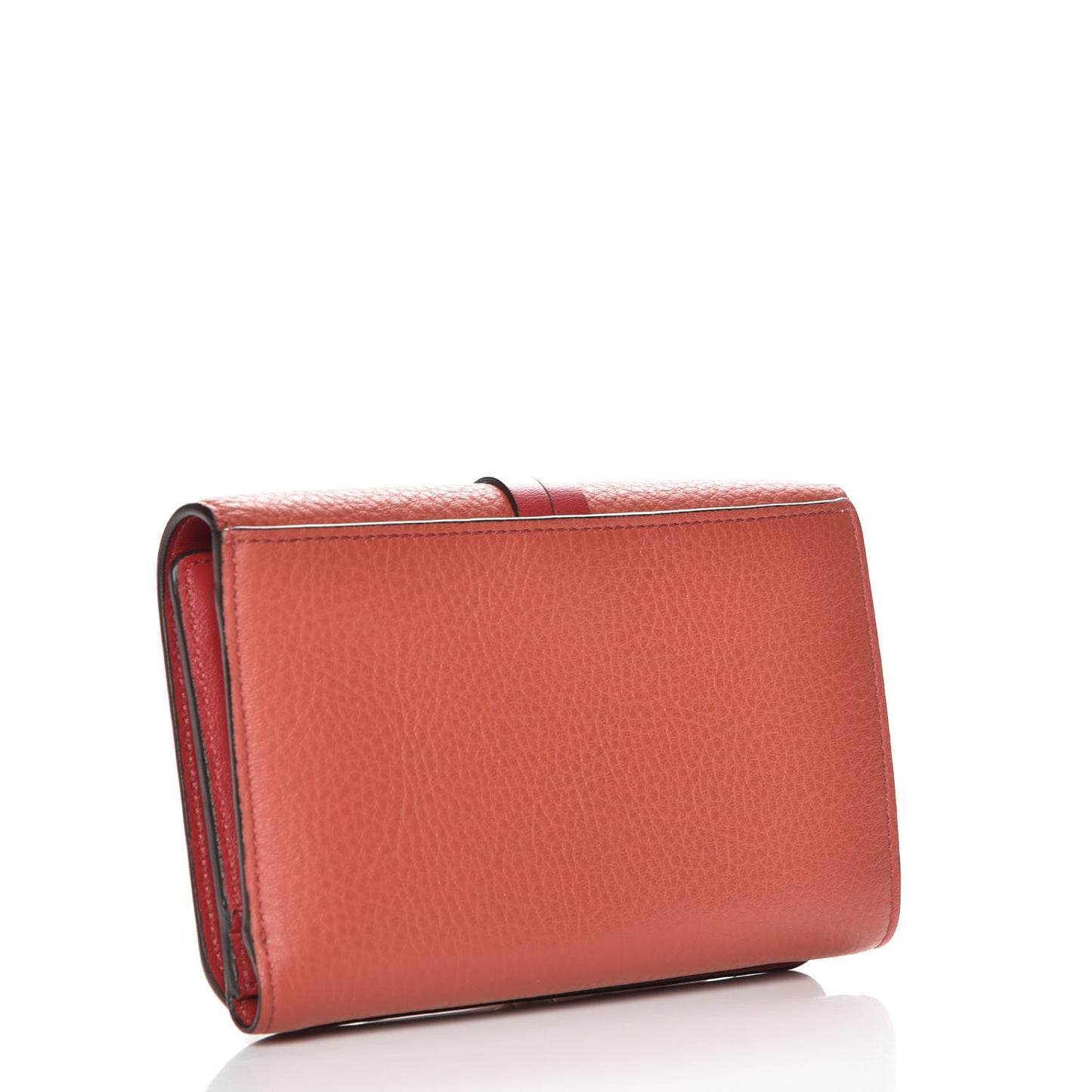 Grained Calfskin Alphabet Compact Wallet Terracotta Red