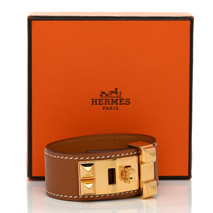 Hermes Madame Calfskin Collier de Chien CDC 24 Bracelet T2 Gold 7 of 7