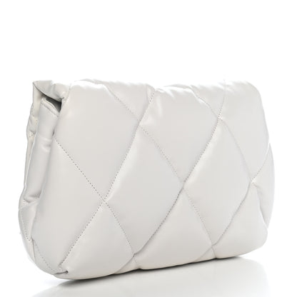 Balenciaga Nappa Calfskin Quilted Touch B Puffy Clutch White 4 of 10