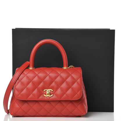 Chanel Caviar Quilted Mini Coco Handle Flap Red 10 of 10