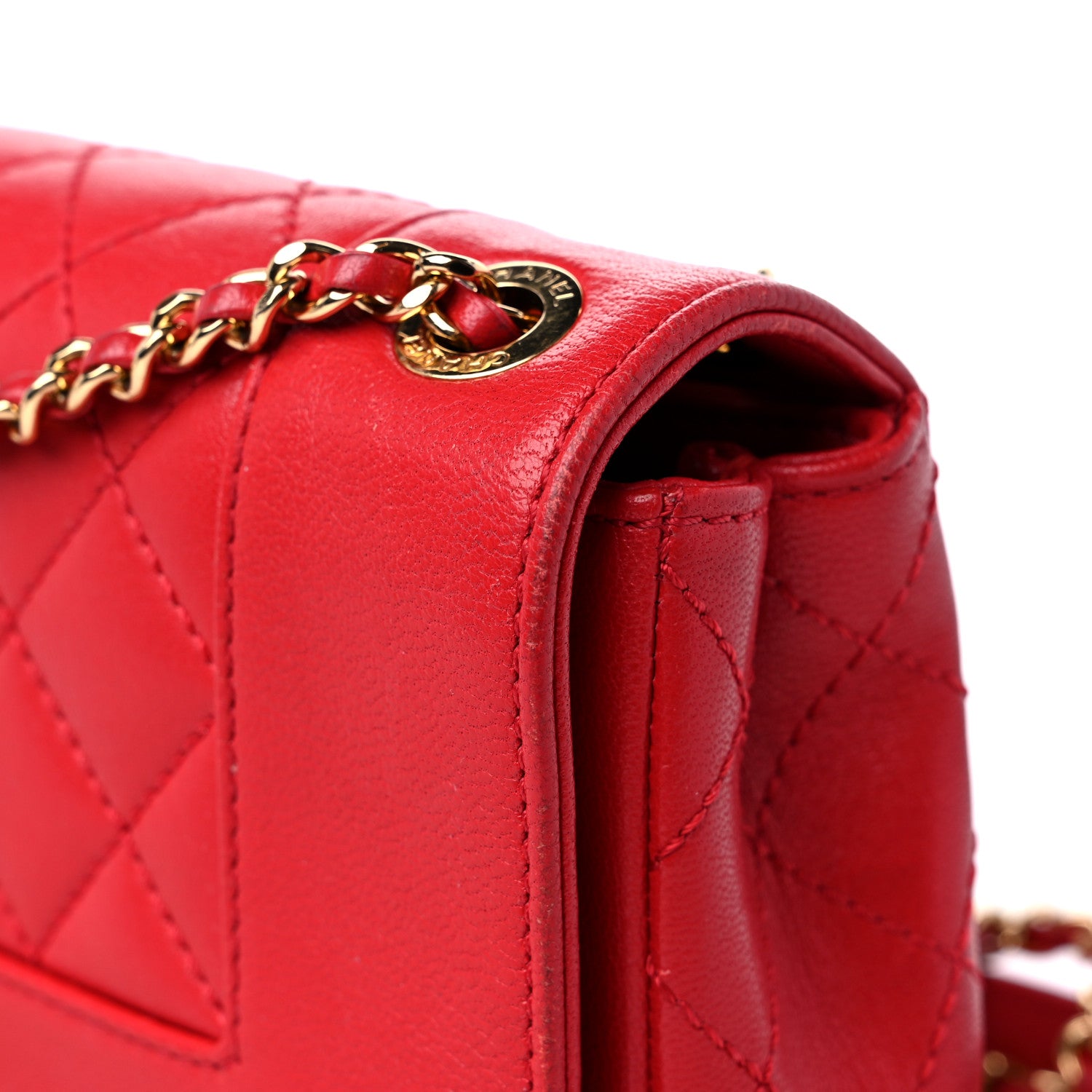 Chanel Sheepskin Quilted Medium Vintage Mademoiselle Flap Red 15 of 16